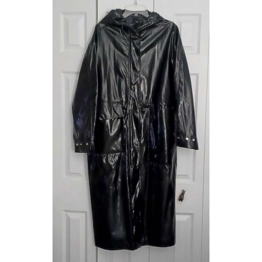 ASOS MNG Mango vinyl parka jacket in black Size S - XS